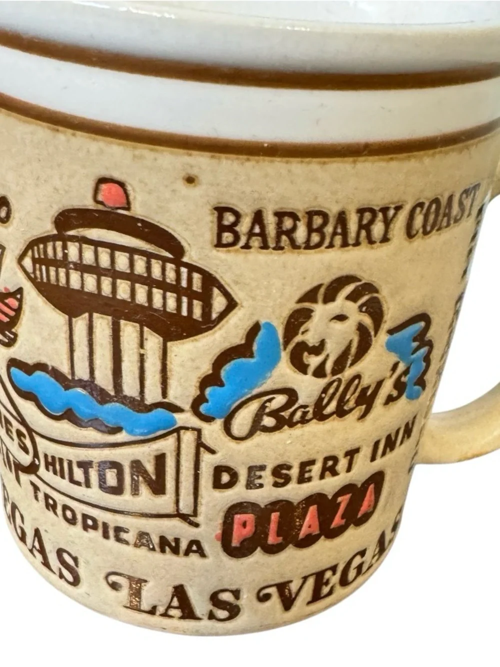 VINTAGE 1970’s stoneware LAS Vegas casinos souvenir ceramic coffee cup mug
